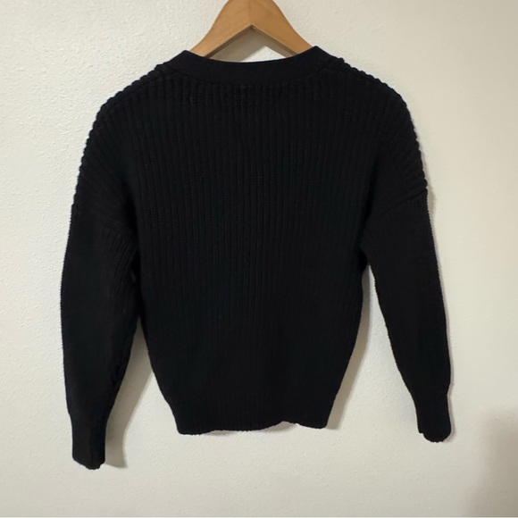 Tradlands The Shelter Cotton Cardigan Black Chunky Ribbed Knit Button Crop-XXS - Picture 3 of 10